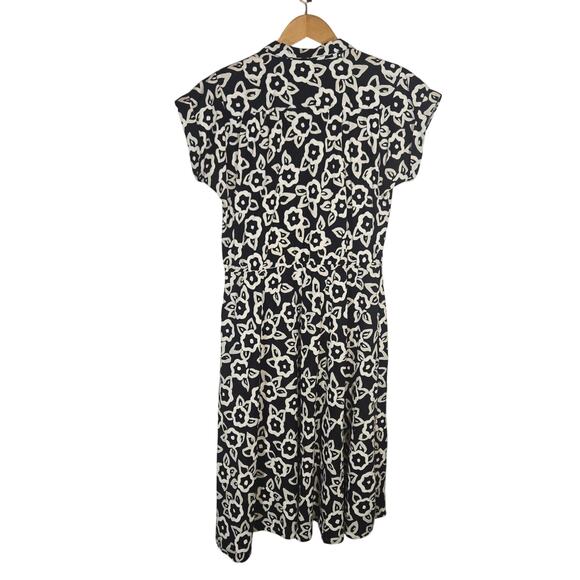 Vtg Contrast Floral Shirt Dress Retro Doodle Moody Rockbilly Emo Quirky 18 USA - Picture 7 of 8